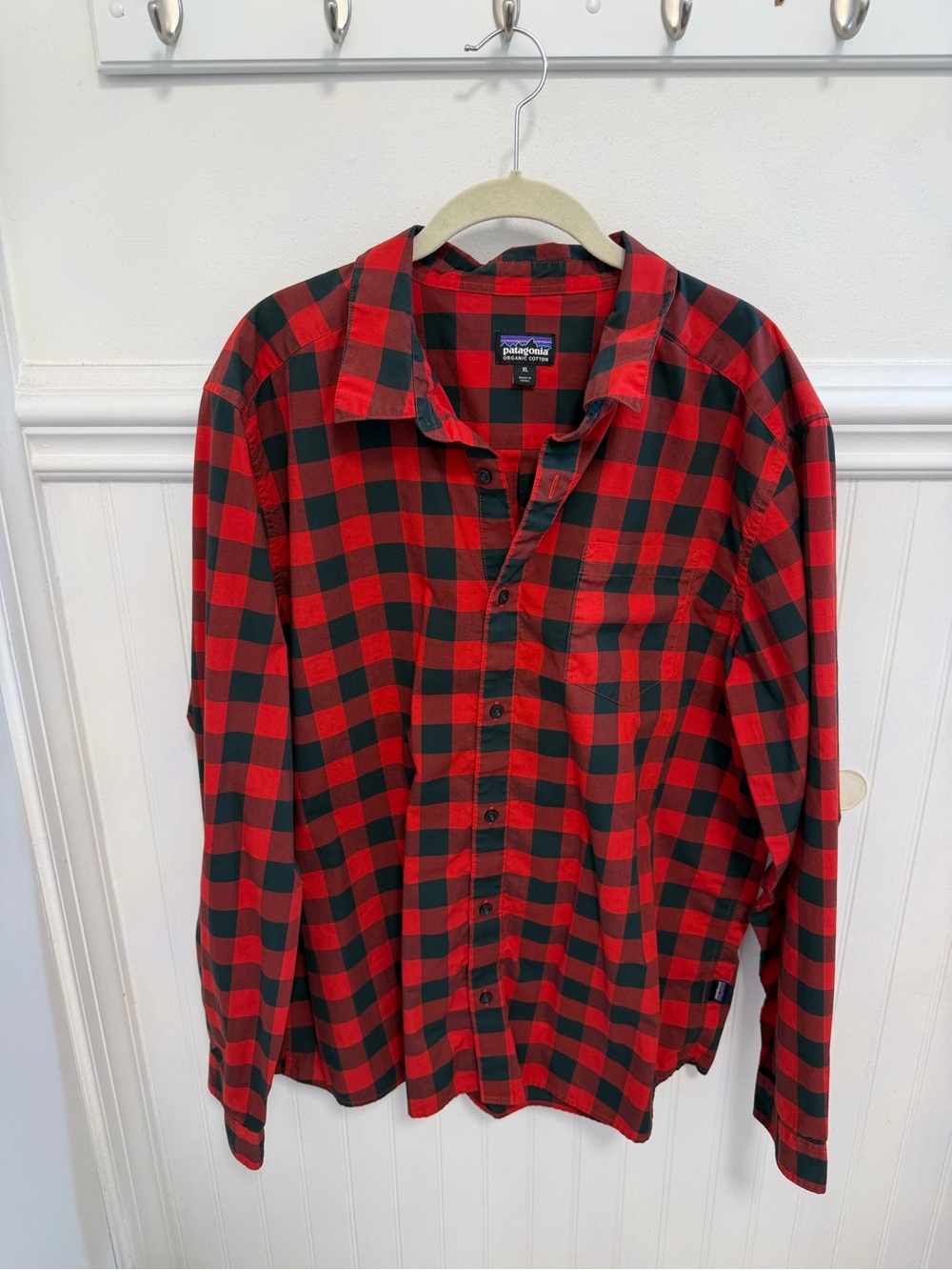 Patagonia Red and Black Buffalo Plaid Button-Down Shirt